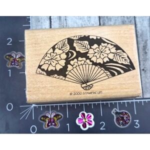 Stampin' Up! Asian Fan Oriental 2000 Floral Rubber Stamp Wood #C116